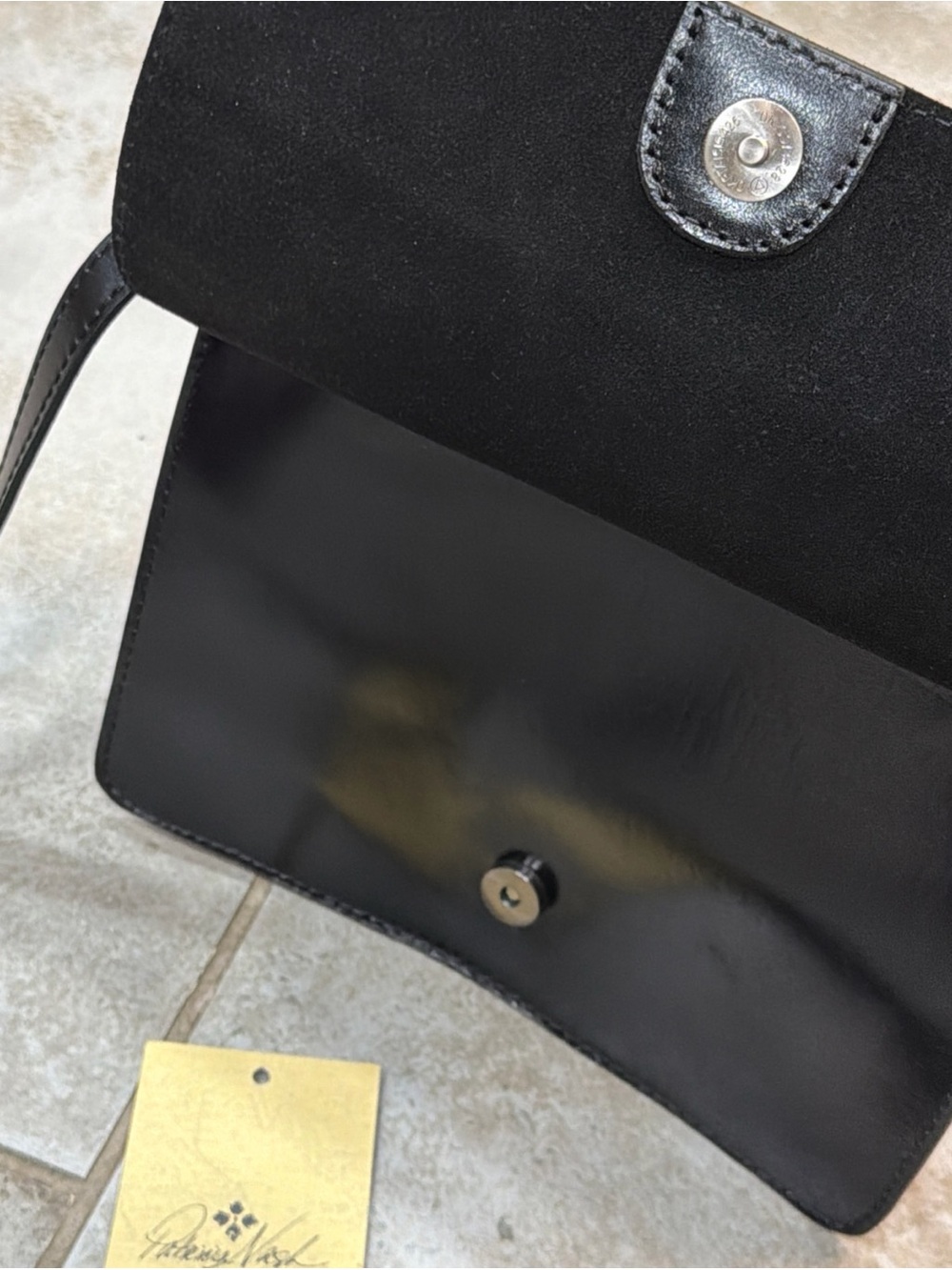 Patricia Nash Embossed Shield Leather Shoulder Bag Medium Black - Picture 6 of 12